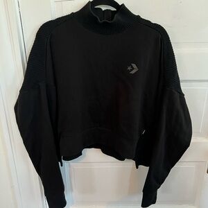 Converse Women's Black Cropped Mock Neck Sweater